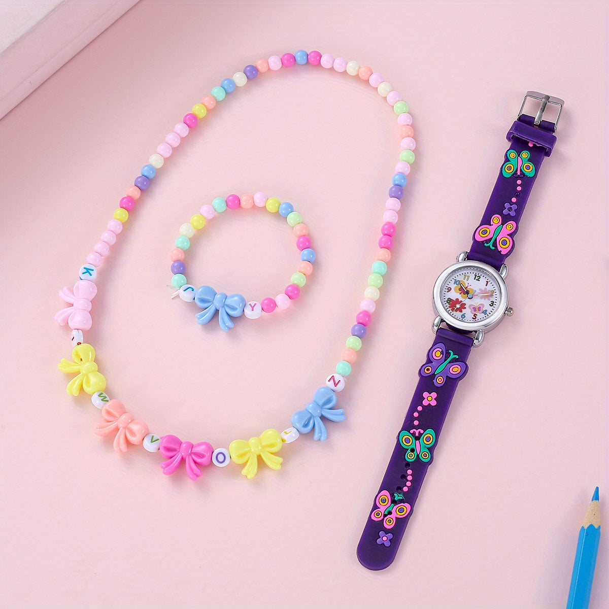 Kids Butterfly Watch, Bracelet & Necklace Set