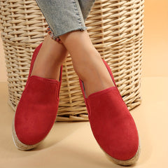 Women's Solid Espadrille Slip-On Flatform Shoes
