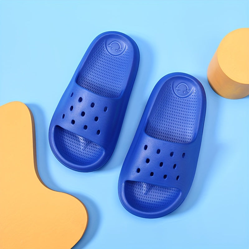 Boys Lightweight Solid Slippers Open Toe Non Slip Indoor Shower Pool