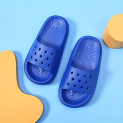 Boys Lightweight Solid Slippers Open Toe Non Slip Indoor Shower Pool