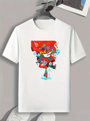 Cartoon Print Men's Graphic T shirt for Summer