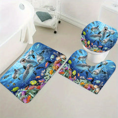 Under The Sea World Whale Bathroom Shower Curtain Set