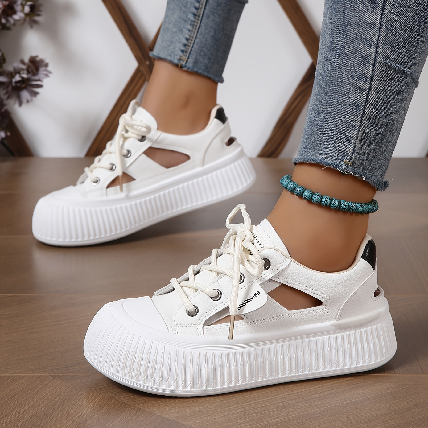 Versatile Summer Hollow Sandals Casual Thick Bottom Flat Shoes