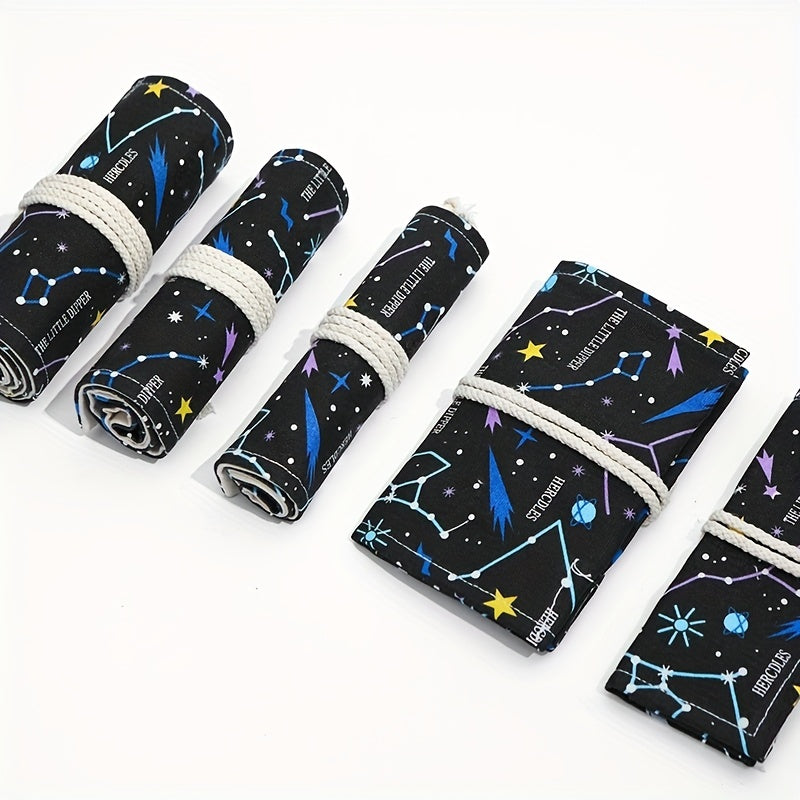 Canvas Pencil Roll Bag with 12/24/48 Holes - Sketching & Makeup Brush Holder