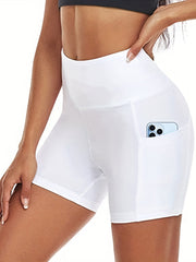 High Waist Sports Shorts with Side Pockets for Women