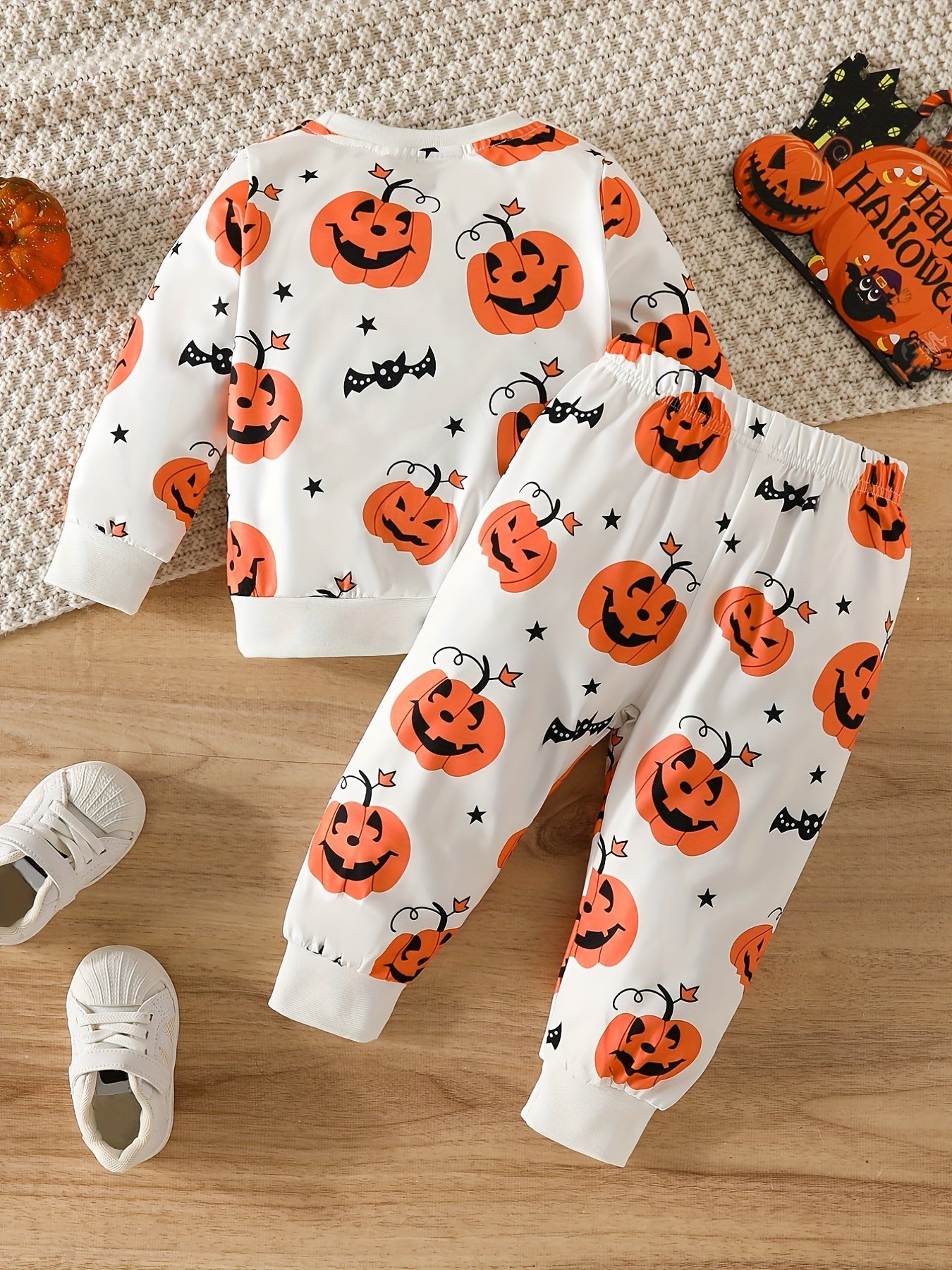 Baby Boy Pumpkin Print Halloween 2pcs Set