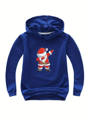 Dancing Santa Print Cotton Hoodie Girls Pullover Spring Fall Christmas