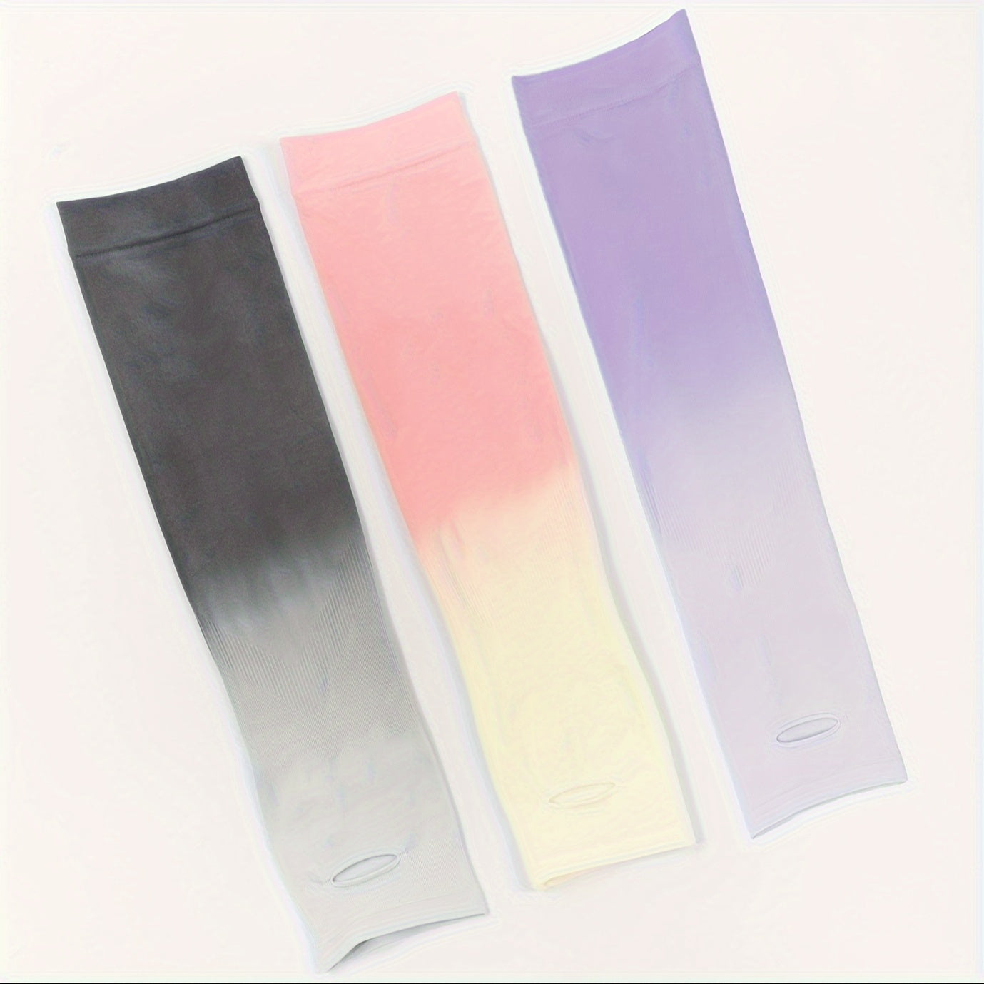 3 Pairs Gradient UV Protection Arm Cover Breathable Elastic Arm Sleeves