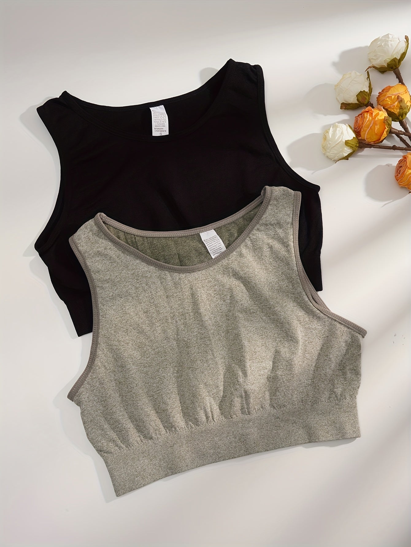 2pcs Seamless Wireless Sports Bras Comfy & Breathable
