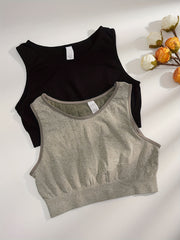 2pcs Seamless Wireless Sports Bras Comfy & Breathable