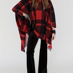 Plaid Round Neck Cover Up Blouse Loose Fit Casual Beachwear Cover Up Shirt