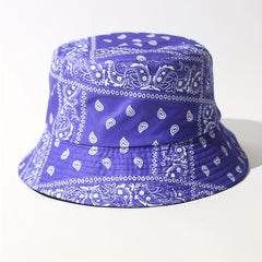Unisex Sunshade Bucket Hat with Cashew Flower Design for Outdoor Travel
