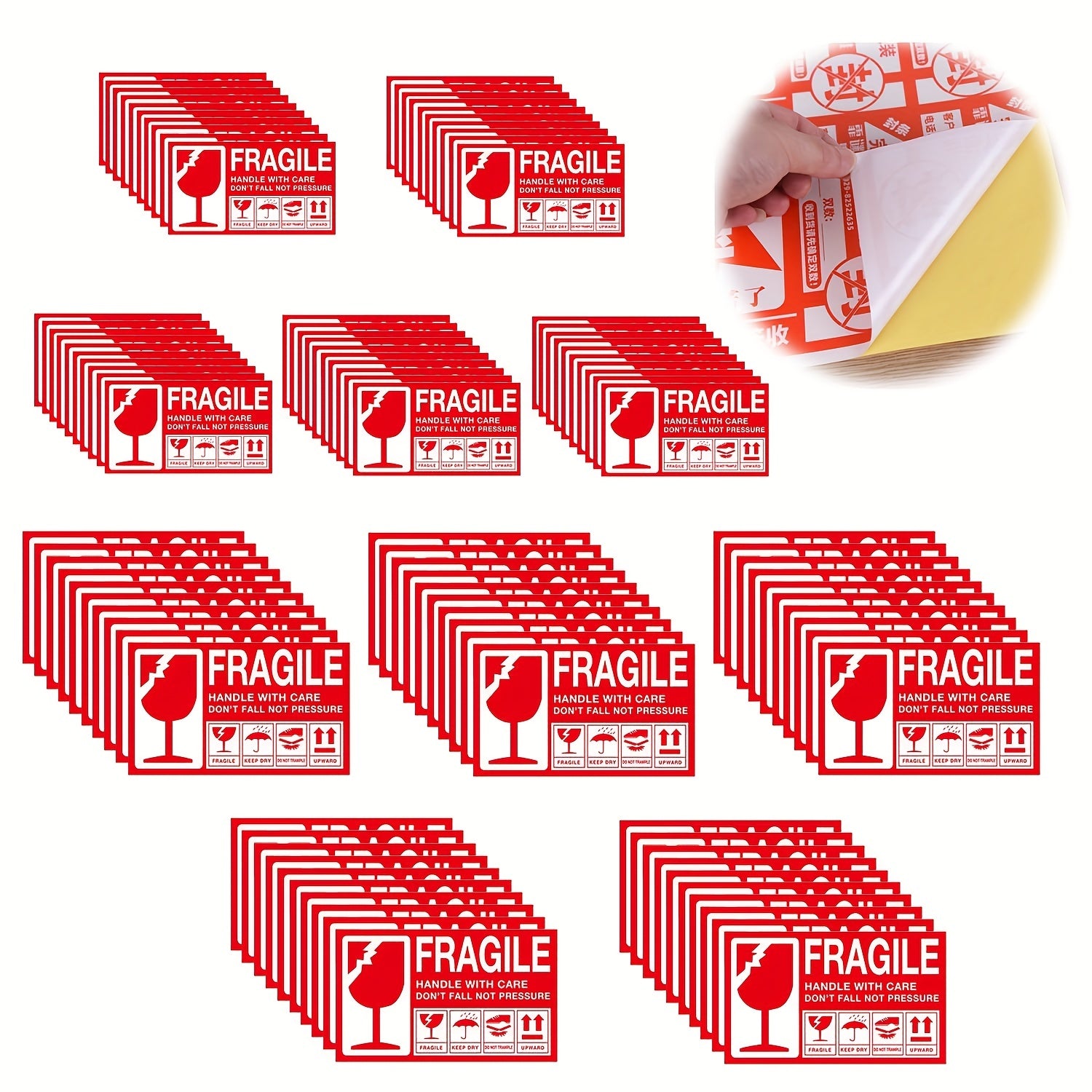 100pcs Fragile Stickers Strong Adhesive Fragile Labels Handle With Care Stickers