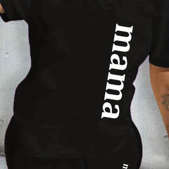 Women's 'Mama' T-Shirt & Shorts Outfit Set
