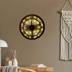 Dragonfly Wooden Clock with LED Light Control