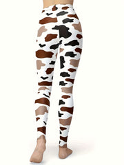 Cow Print High Waisted Yoga Leggings Tummy Control
