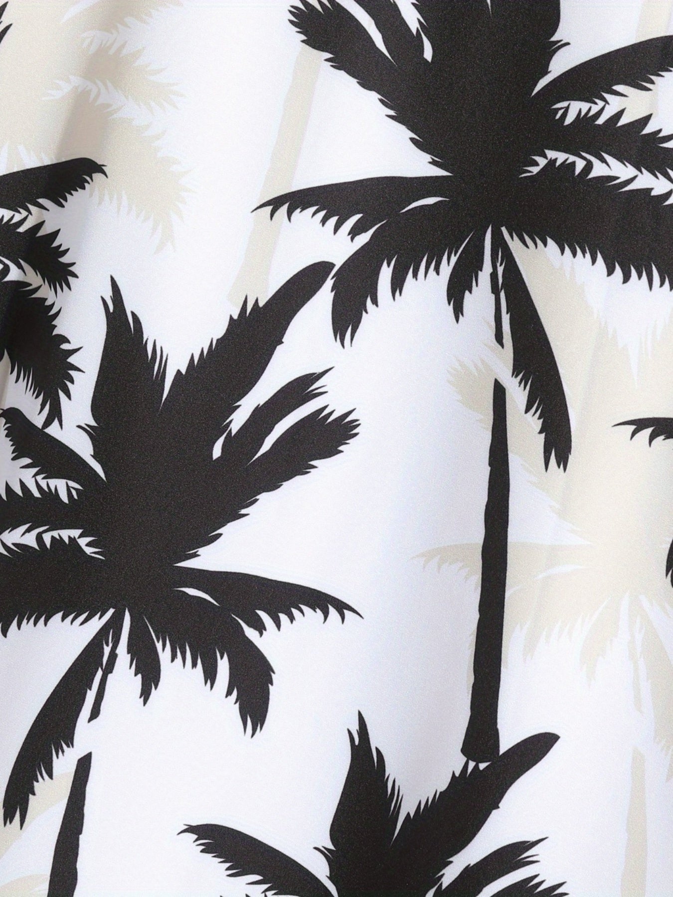 Coconut Tree Print Men's 2Pcs Casual Hawaiian Shirt & Shorts Set