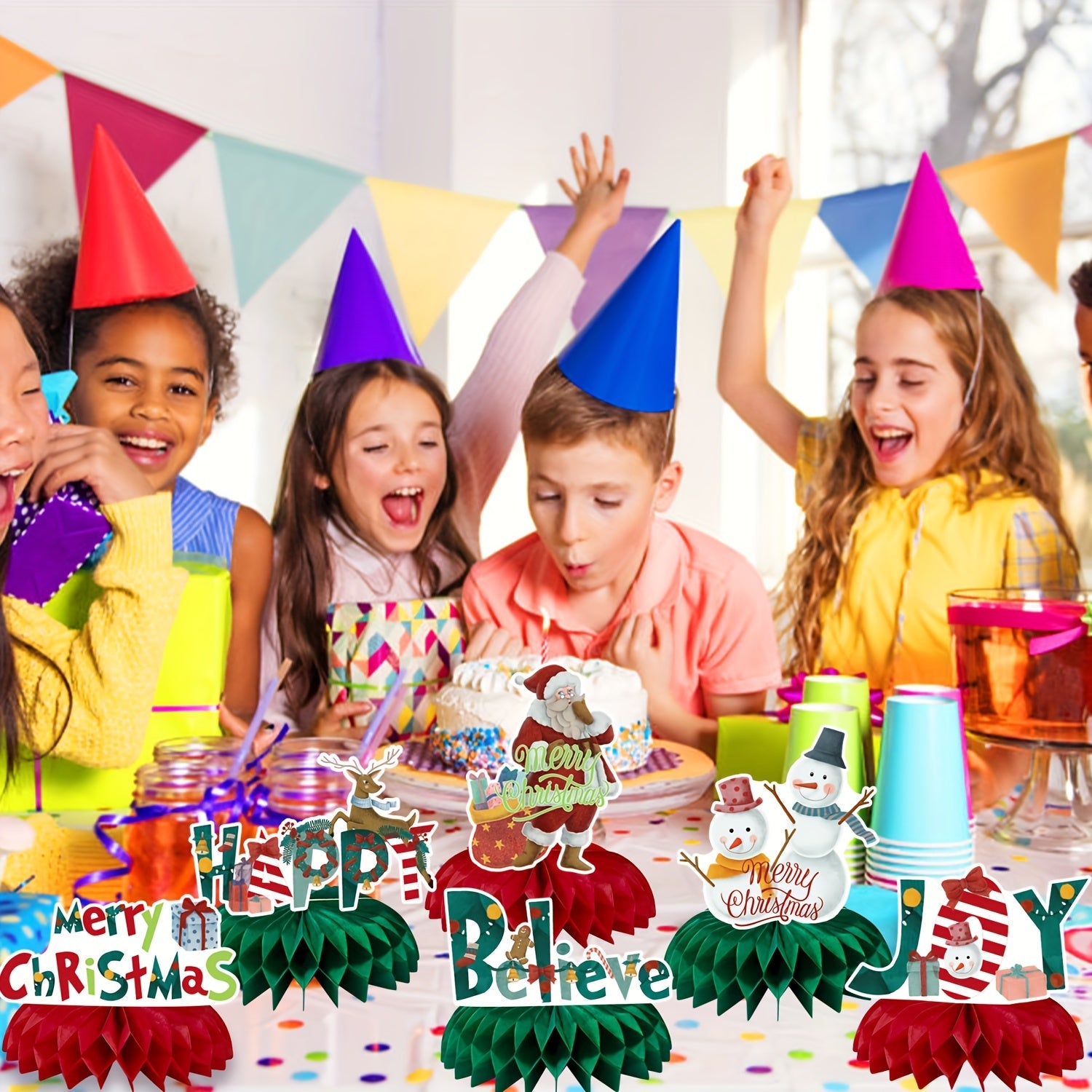 Christmas Tabletop Decor Honeycomb Layout Party Decor