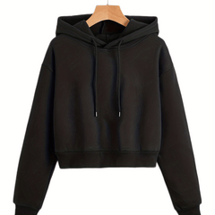 Solid Drawstring Hoodies Casual Long Sleeve Sweatshirt