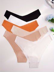 6pcs Seamless Solid Panties Low Waist High Stretch Underwear Lingerie