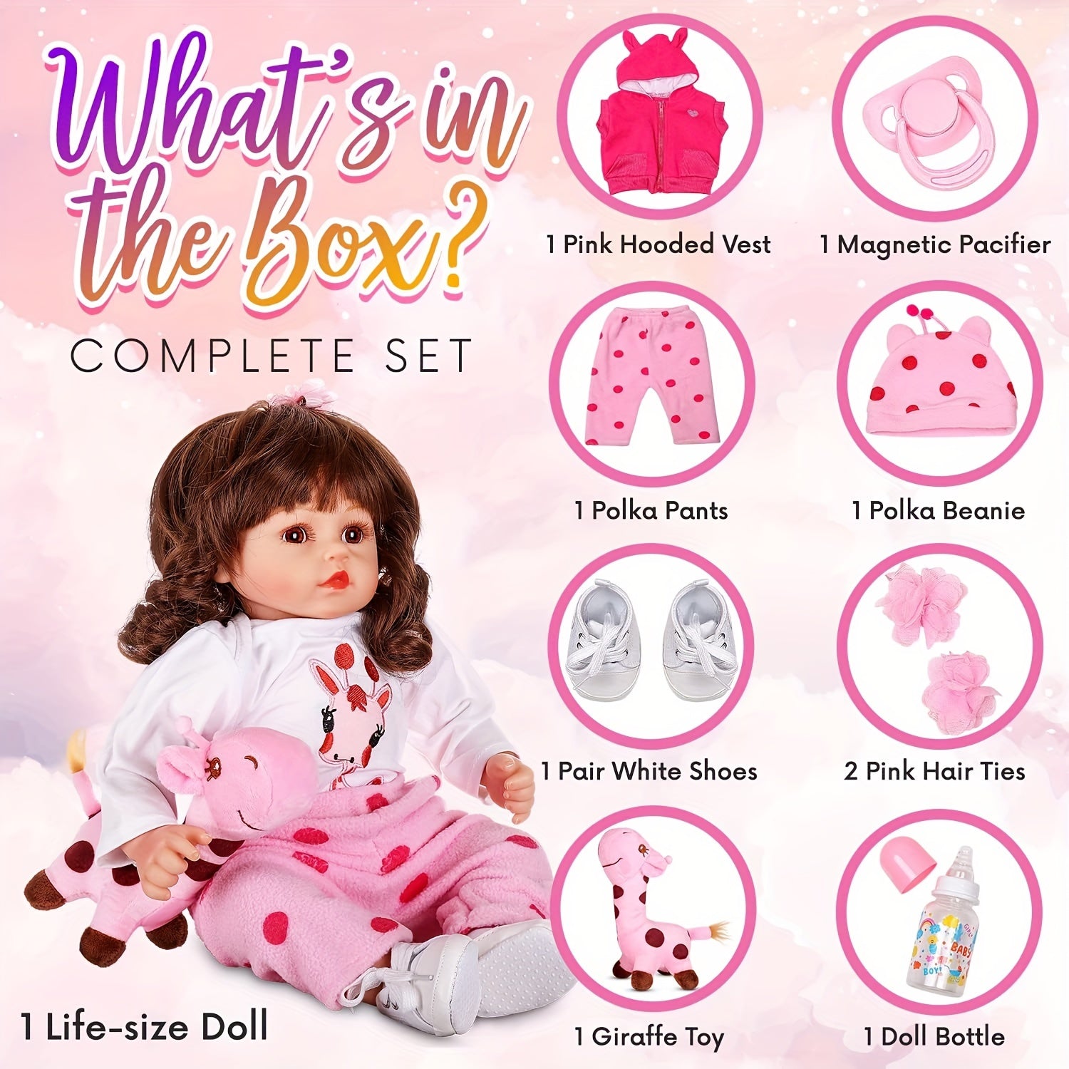 18 Inch Reborn Doll Realistic Lifelike Soft Doll, 360 Movable Arms and Legs