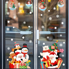 2pcs Christmas Window Stickers Santa Claus Snowman Decor