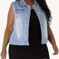 Denim Jacket, Button Up Lapel Collar, Flap Pockets