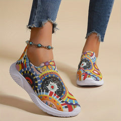 Women's Geometric Lace-up Mesh Sneakers for Running