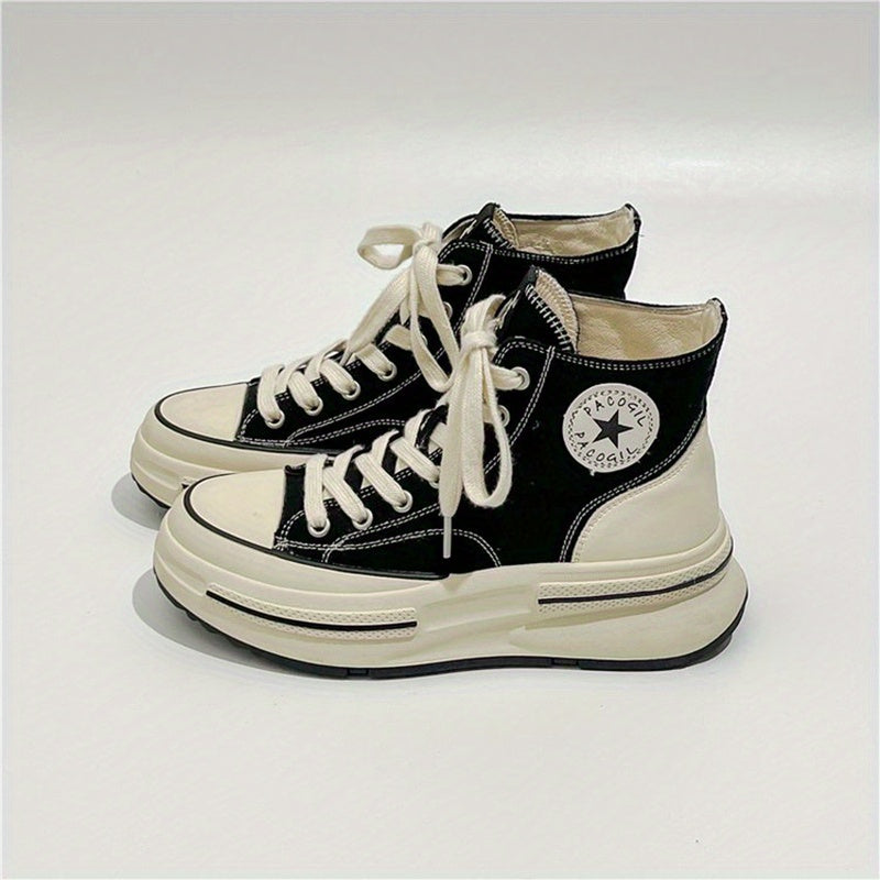 Women's High Top Canvas Shoes Lace Up Platform Skate Casual Sneakers