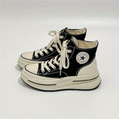 Women's High Top Canvas Shoes Lace Up Platform Skate Casual Sneakers