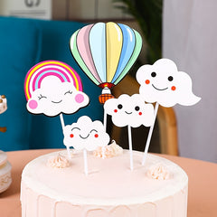 5pcs Colorful Hot Air Balloons Birthday Cake Decoration