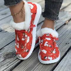 Women's Christmas Style Snow Boots with Santa Claus Reindeer Patterns