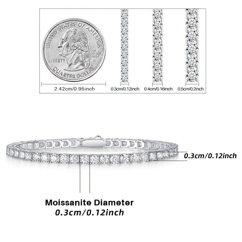 Moissanite Tennis Bracelet 925 Sterling Silver for Women Hip Hop Personality