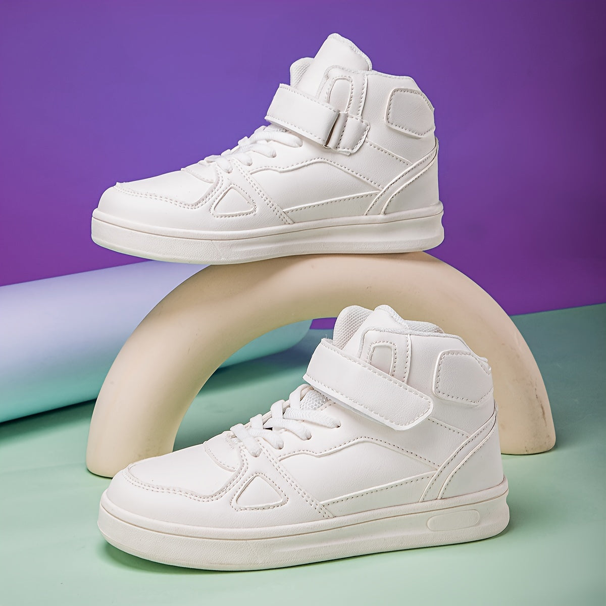 Women's Faux Leather Skate Shoes Flat Non Slip Sneakers