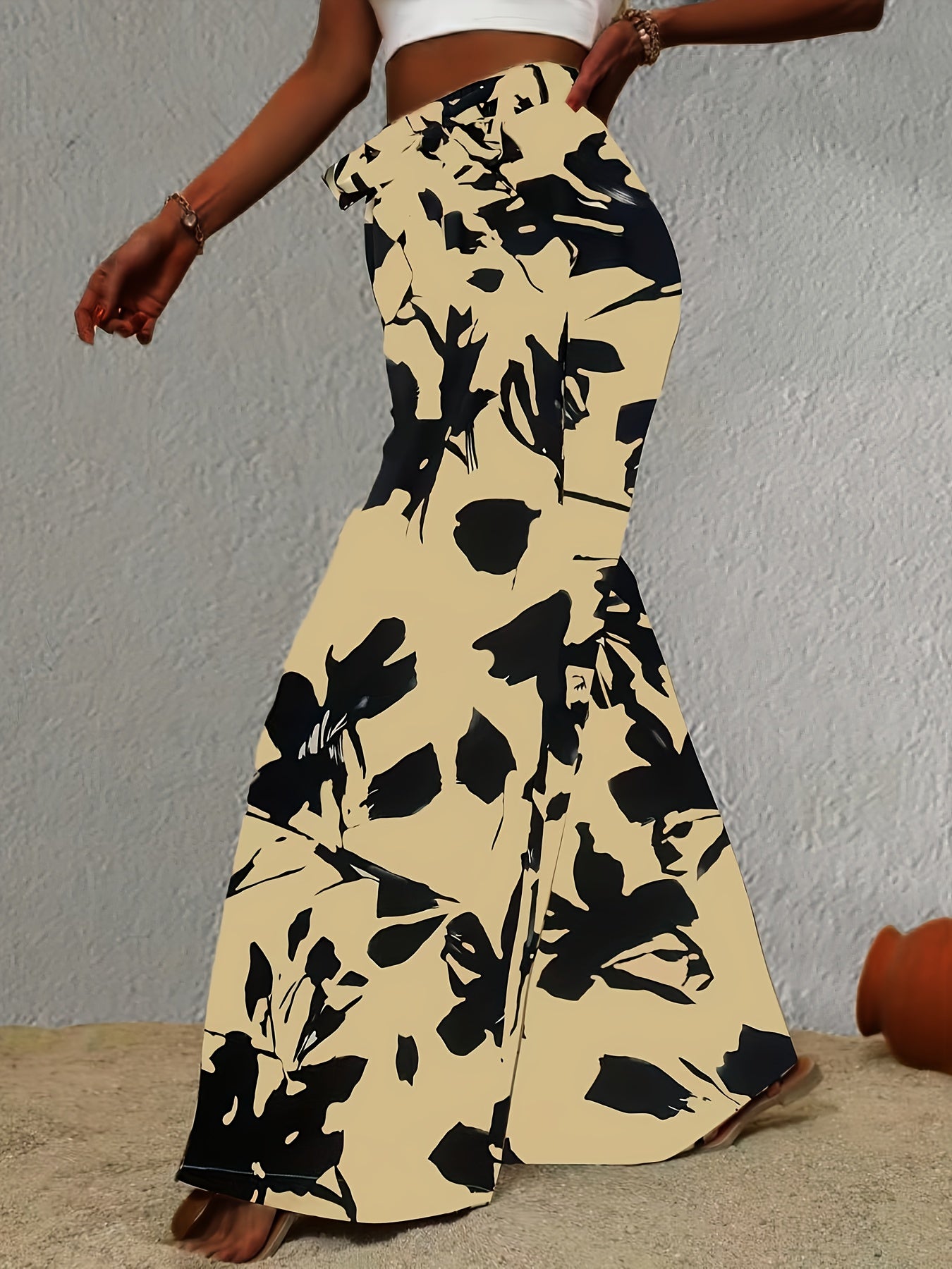 Wide Leg Pants Vacation Tie Front Pants Women's Clothing