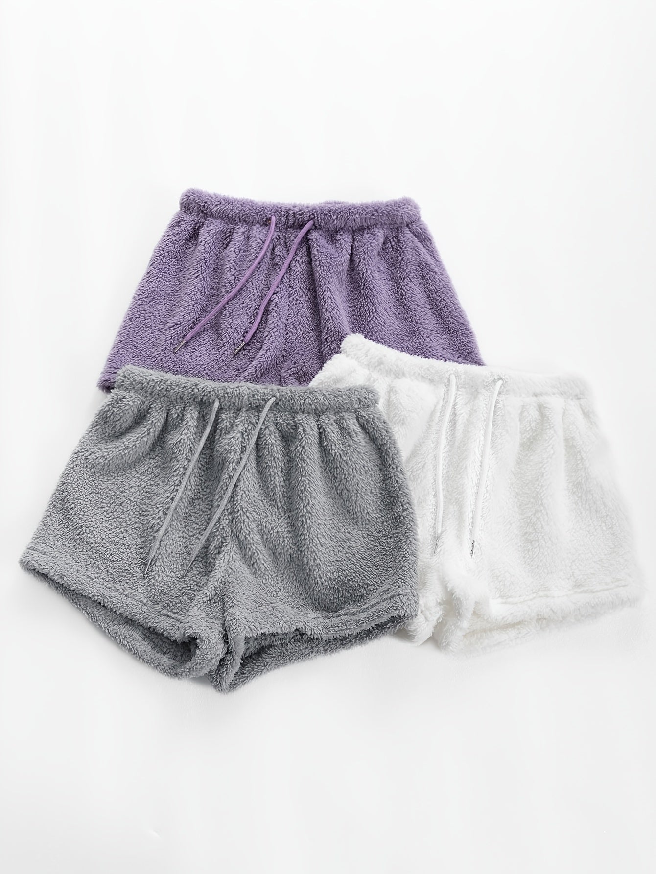 Cozy Fuzzy Drawstring Sleep Shorts for Women