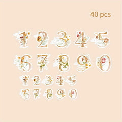 40pcs Floral Number Sticker Pack Creative Floral Decorative Sticker