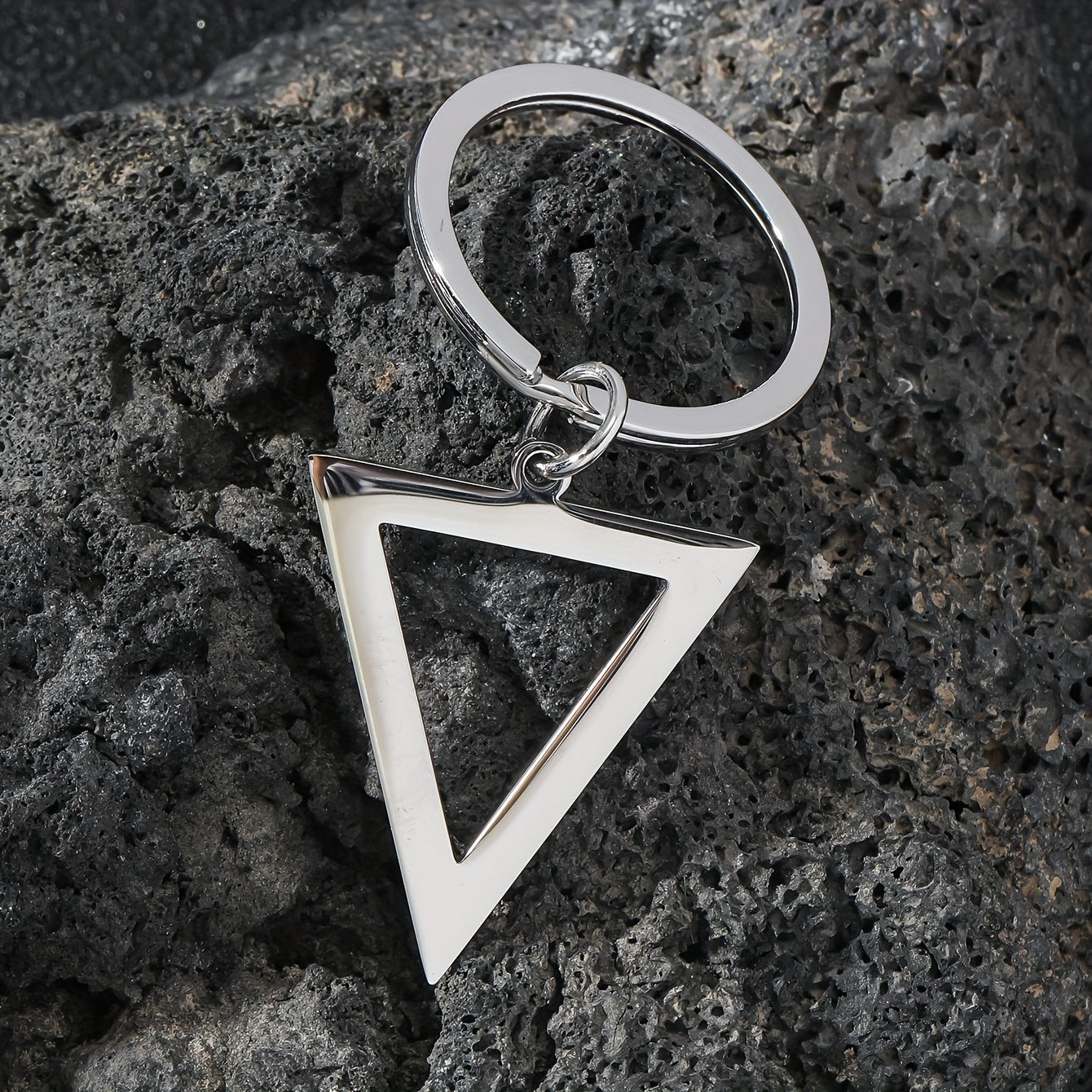 Men's Stainless Steel Triangle Pendant Square Chain Necklace