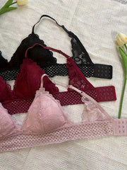 3pcs Lace Wireless Bras Breathable Stretch Intimates Lingerie