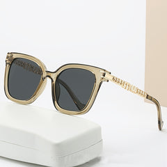 Square Metal Sunglasses Women Hollow Chain Eyewear