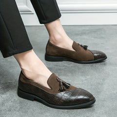 Men's Tassel Loafer Shoes Textured Comfy Slip On Dress Shoes