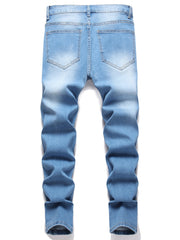 Slim Fit Cat Catch Jeans Casual Distressed Denim Pants