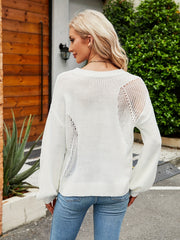 Solid One Shoulder Jumper Lantern Sleeve Casual Sweater Women's Plus