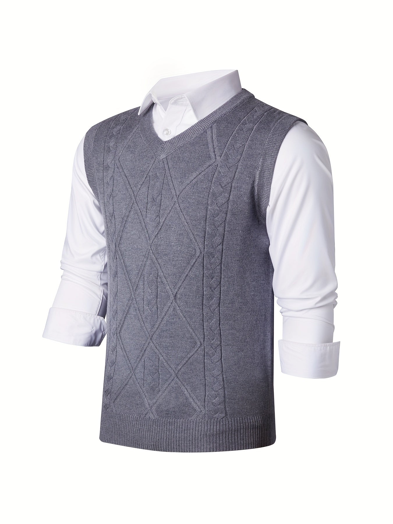 Men's V Neck Cable Knit Sweater Vest