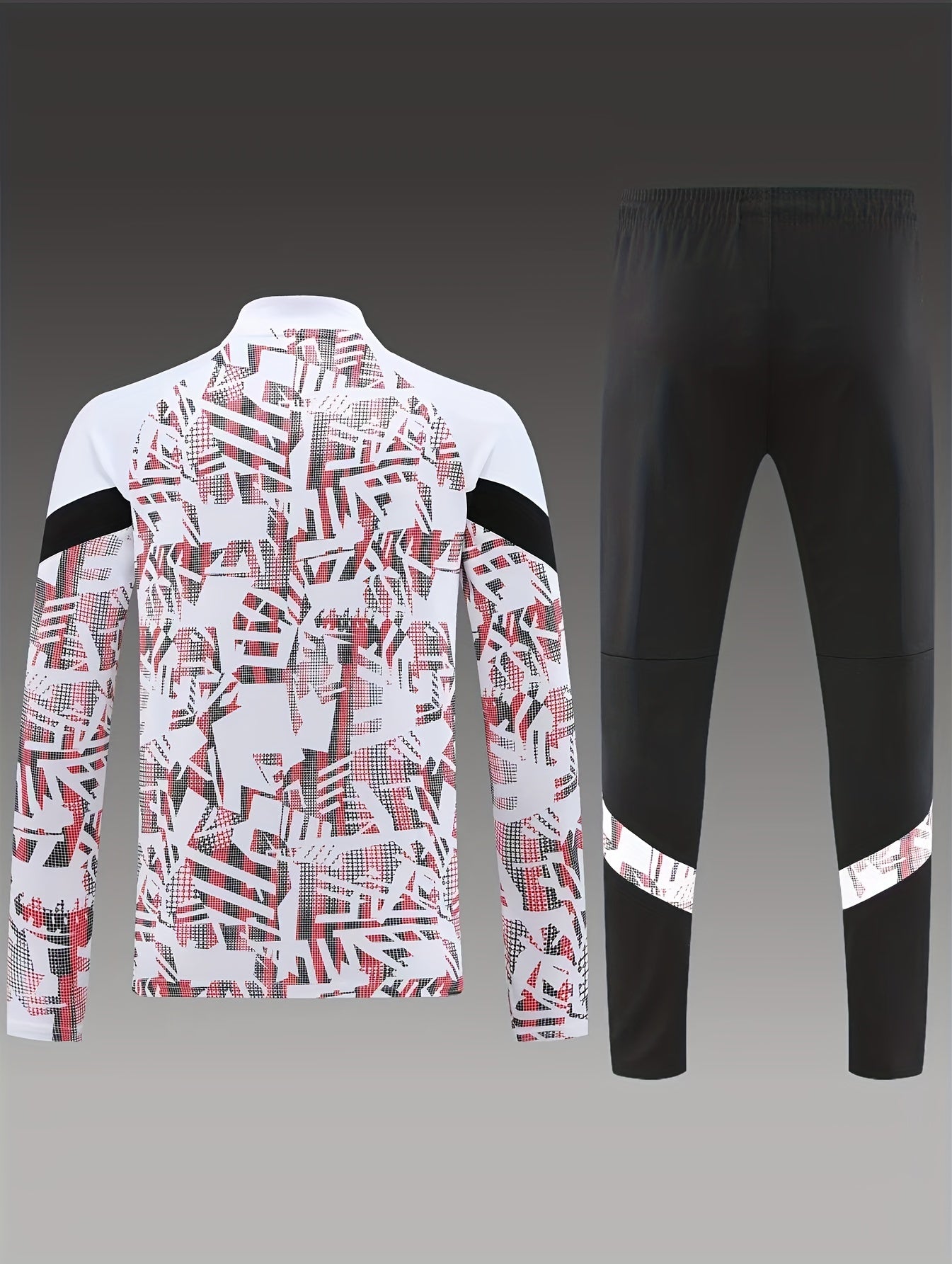 Boy's Geometric Pattern Training Suit Set Active Sports Outfit