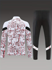 Boy's Geometric Pattern Training Suit Set Active Sports Outfit
