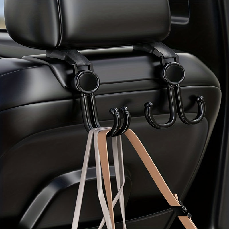 2pcs Car Hooks, Multifunctional Organizer for Bag and Grocery, Black
