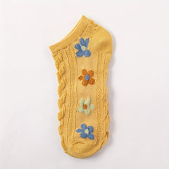 5 Pairs Floral Print Short Socks for Women