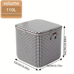 Houndstooth Pattern Storage Box Zipper Organizer Clothes Container