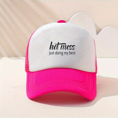 Hot Mess Print Trucker Hat Unisex Hip Hop Mesh Baseball Cap